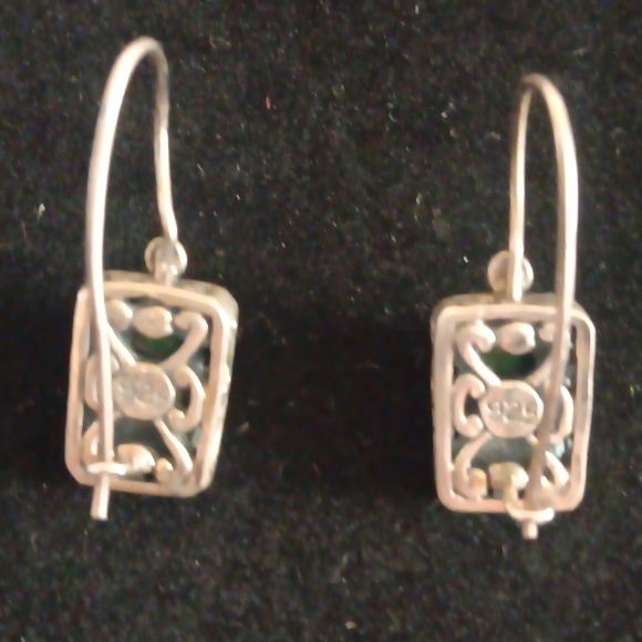 Vintage Bali Natural Turquoise Earthmined Artisan Crafted Earings In Sterling - Picture 6 of 8